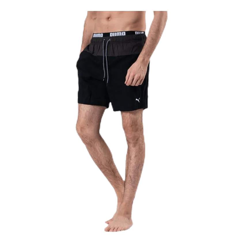 Puma Logo Medium Length Swim Shorts Black/Grey