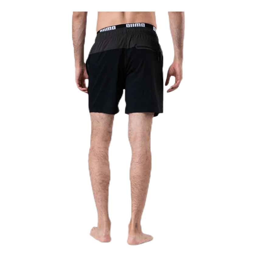 Puma Logo Medium Length Swim Shorts Black/Grey