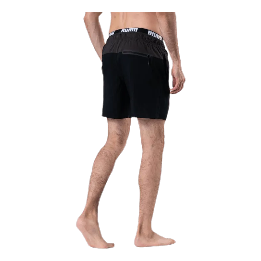 Puma Logo Medium Length Swim Shorts Black/Grey