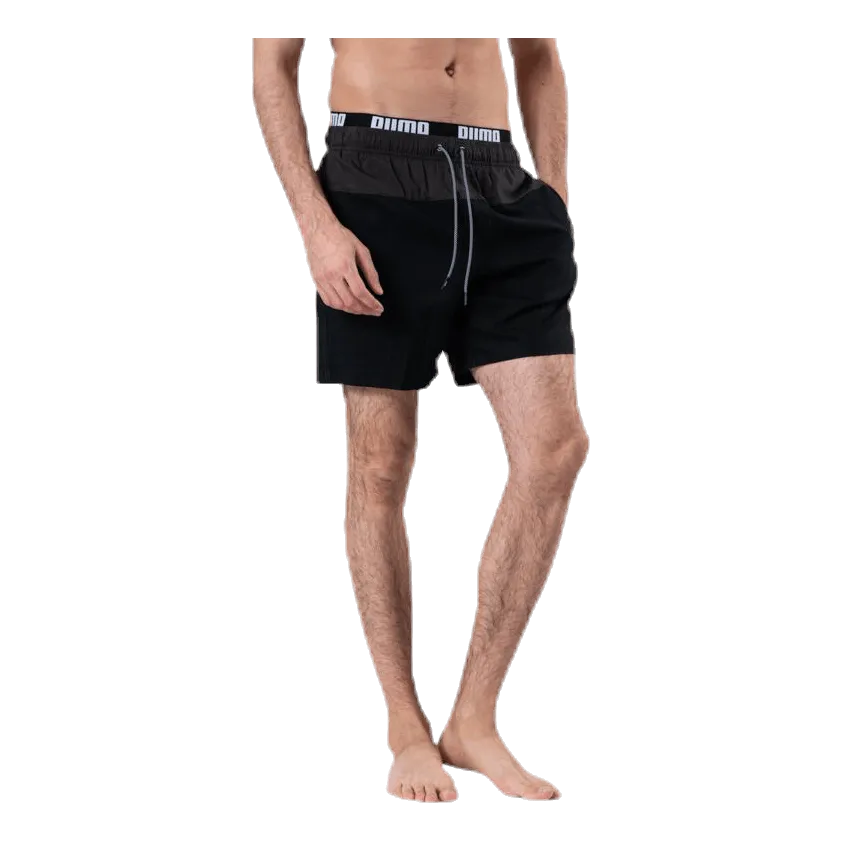 Puma Logo Medium Length Swim Shorts Black/Grey