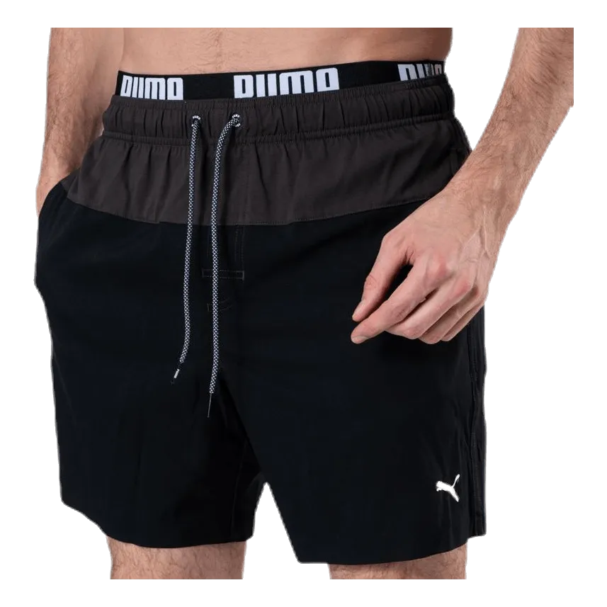 Puma Logo Medium Length Swim Shorts Black/Grey