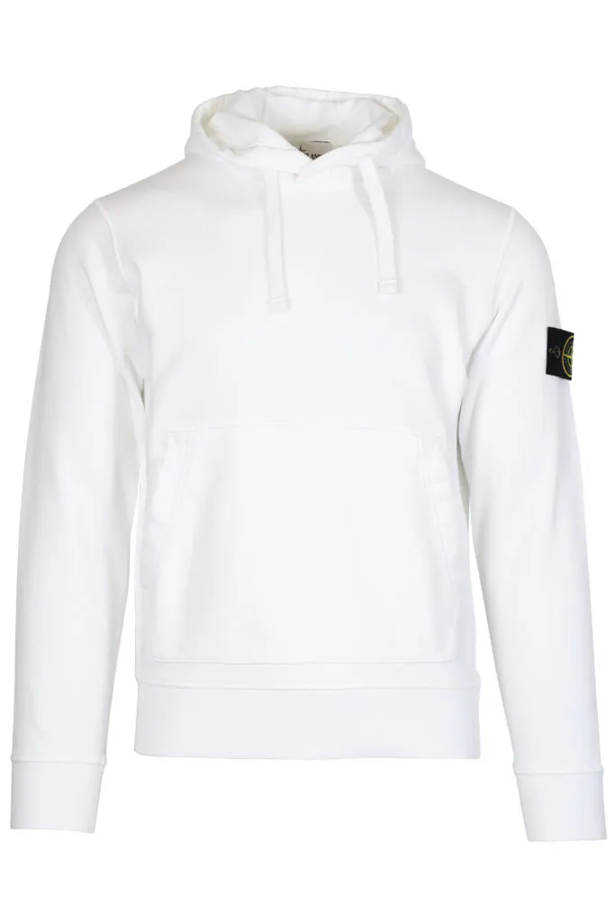 Sudadera blanca con capucha y logotipo parche