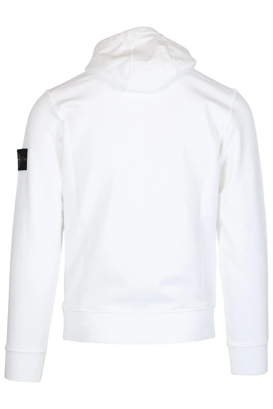 Sudadera blanca con capucha y logotipo parche