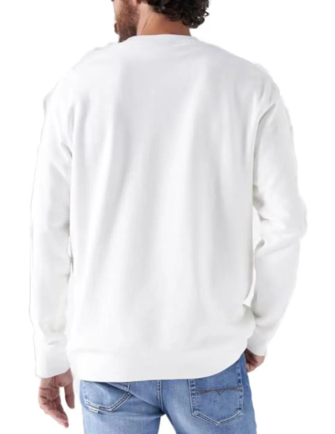 Sudadera Salsa cuello redondo blanca con branding de hombre