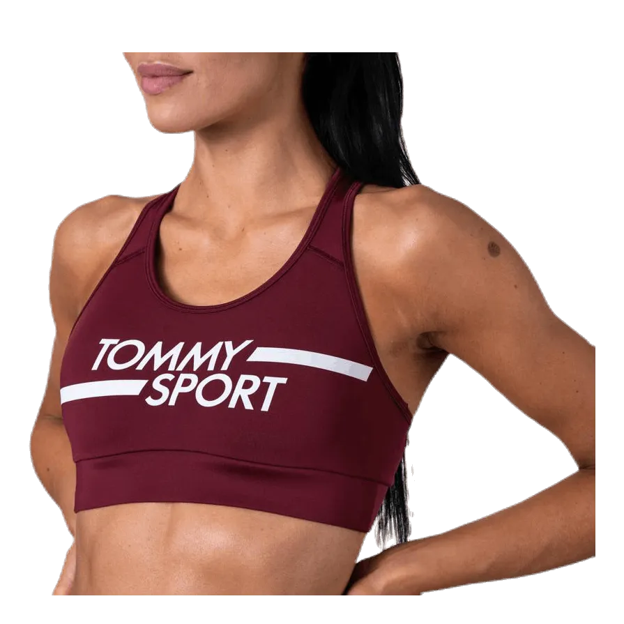 Tommy Hilfiger Sport Mid Support Bra Logo Red