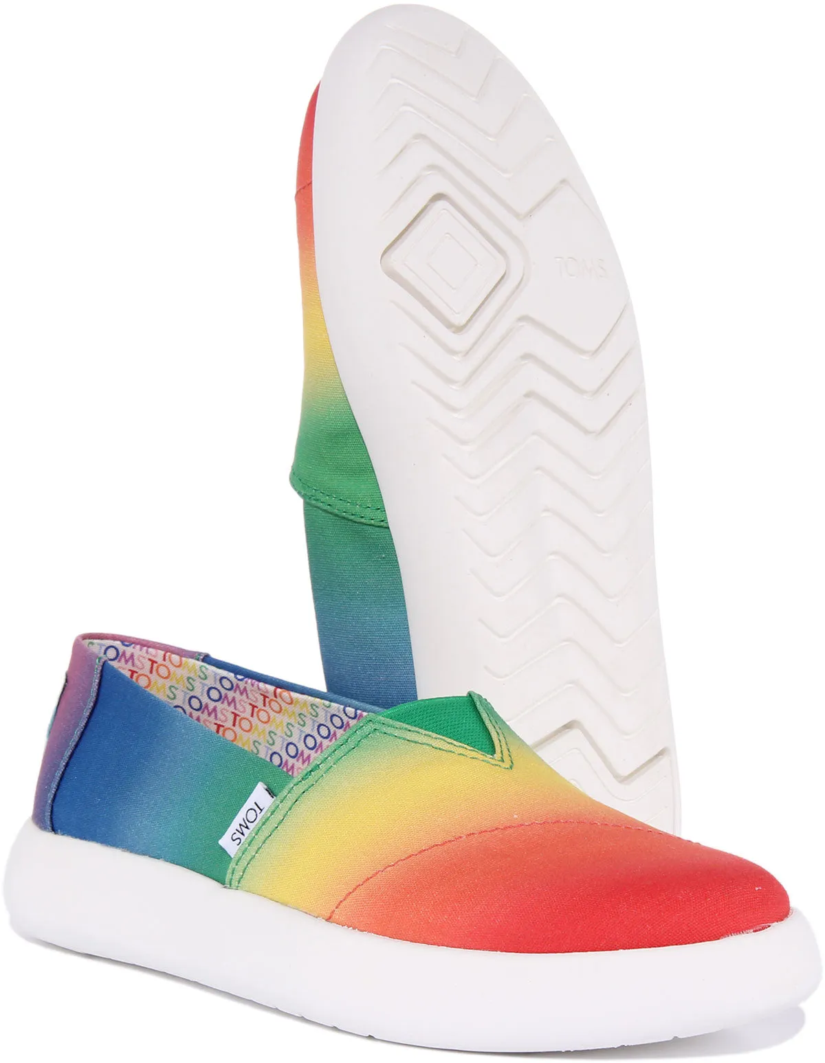 Toms Unity Pride Mallow Zapatillas de lona con estampado de arco iris para mujer en rosa