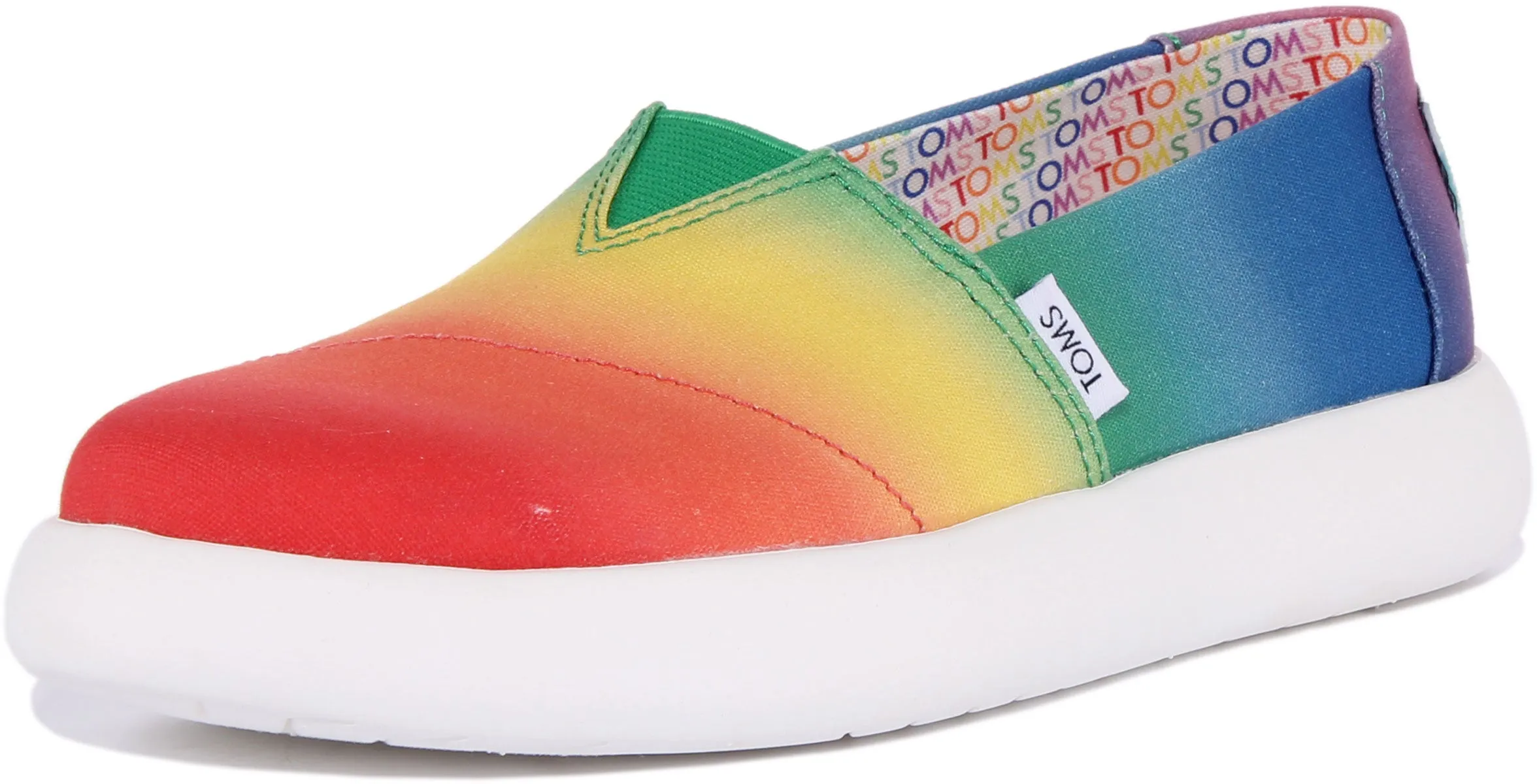 Toms Unity Pride Mallow Zapatillas de lona con estampado de arco iris para mujer en rosa