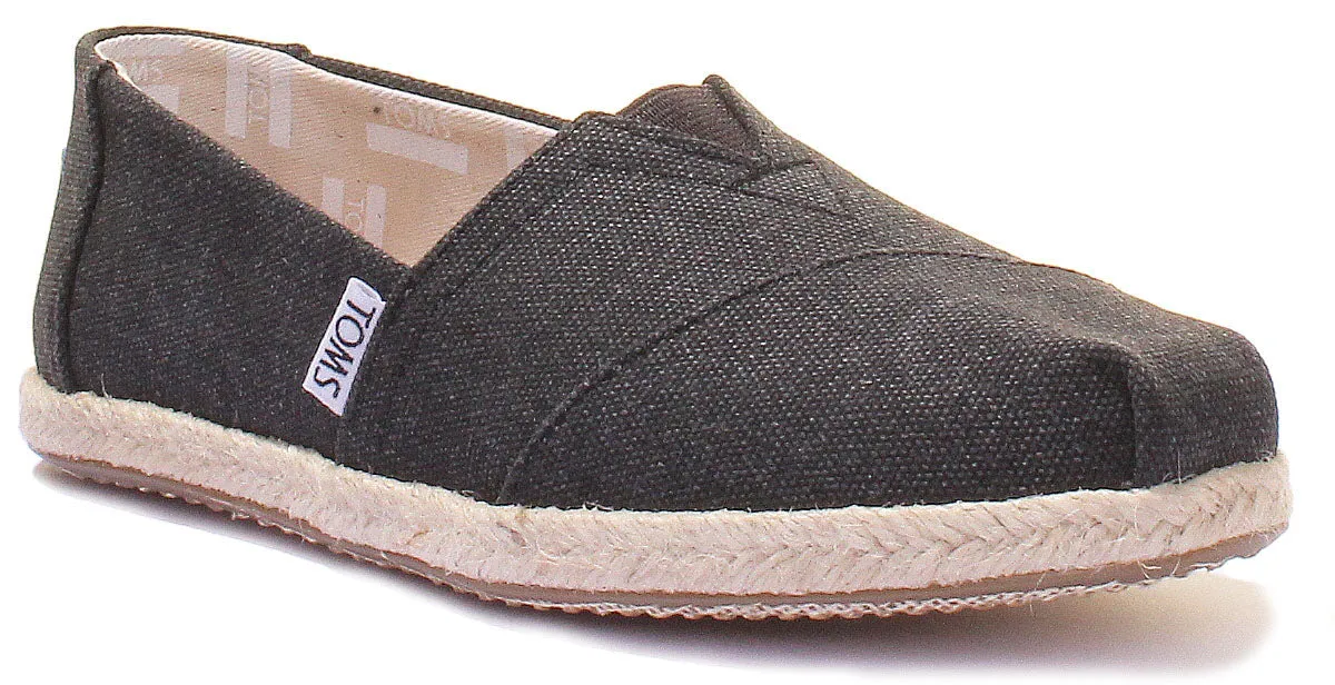 Toms Zapatillas clásicas de lona lavada para mujer en negro