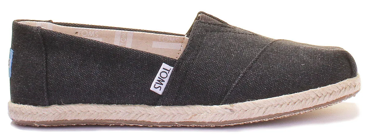 Toms Zapatillas clásicas de lona lavada para mujer en negro