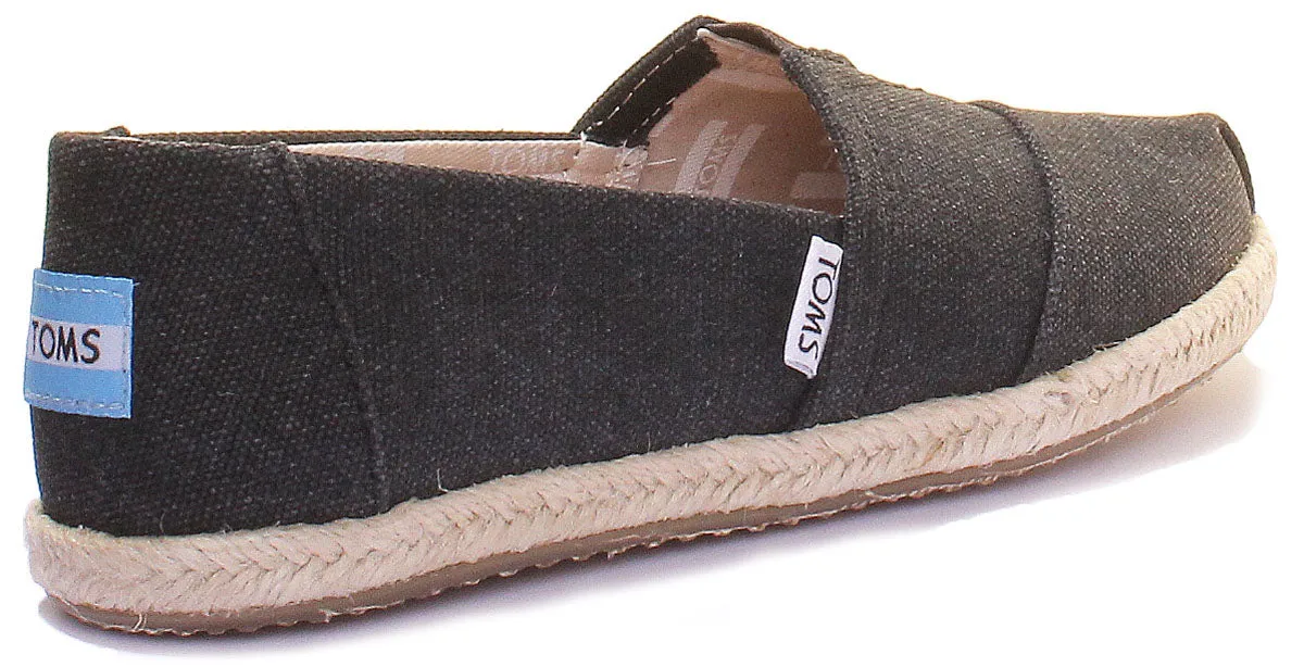 Toms Zapatillas clásicas de lona lavada para mujer en negro