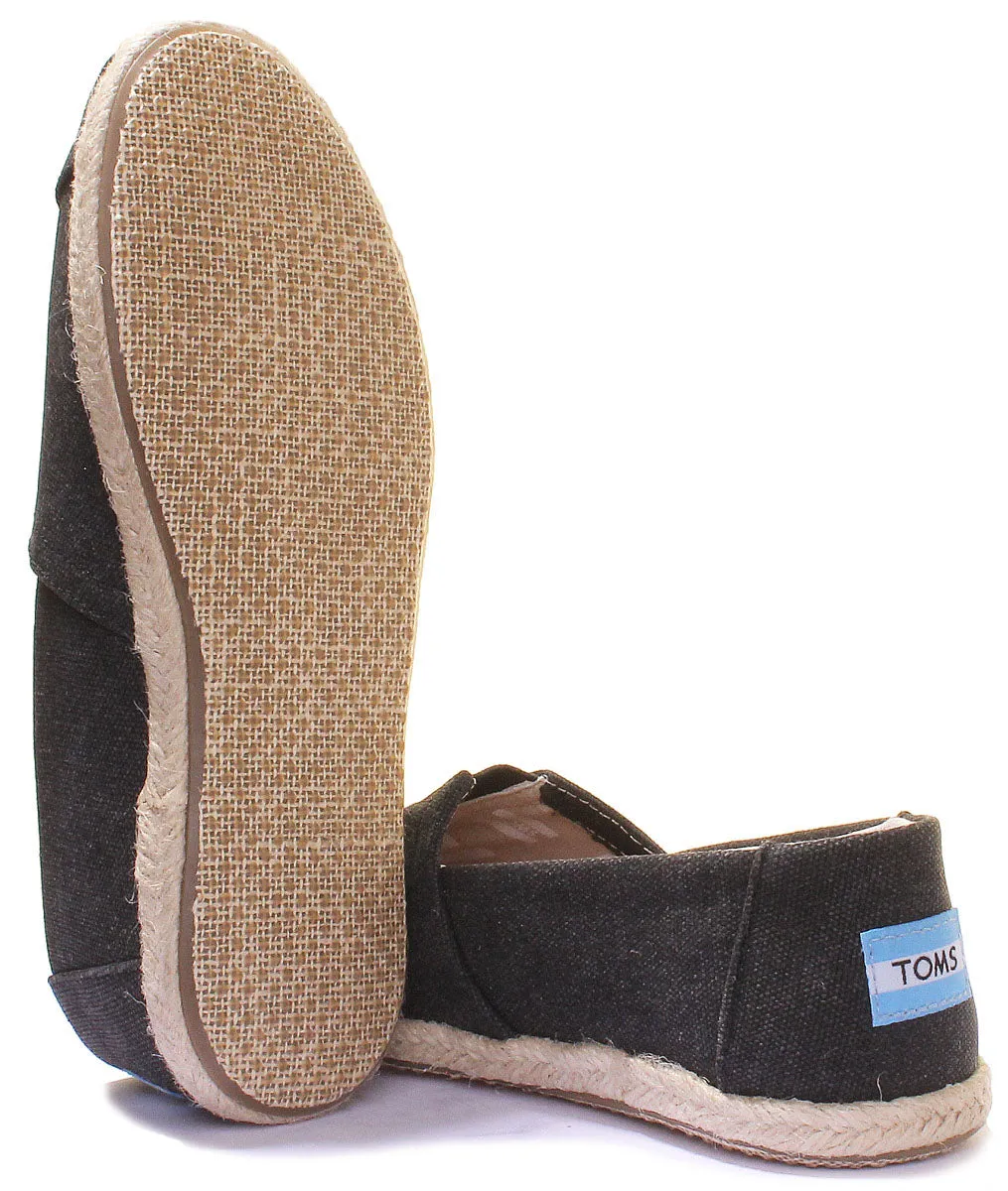 Toms Zapatillas clásicas de lona lavada para mujer en negro