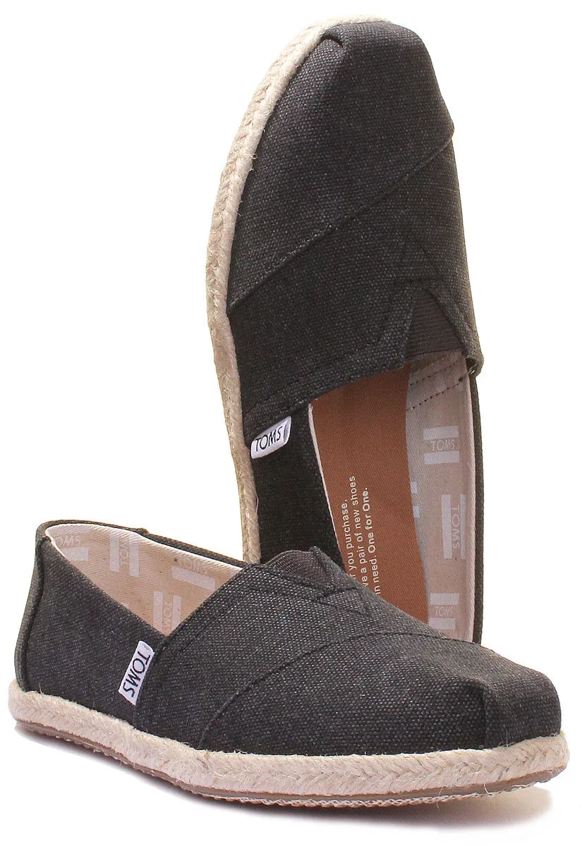 Toms Zapatillas clásicas de lona lavada para mujer en negro