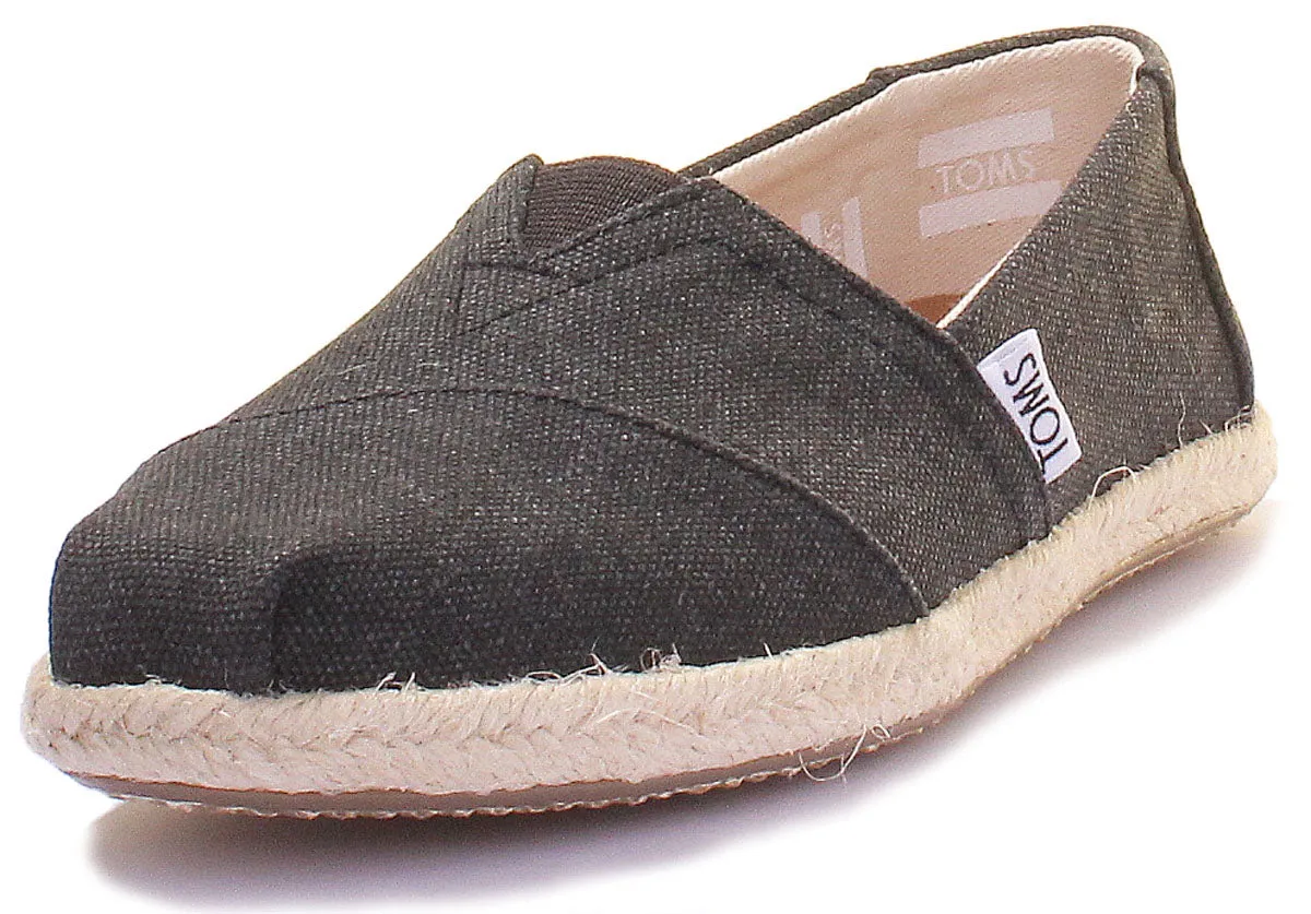 Toms Zapatillas clásicas de lona lavada para mujer en negro