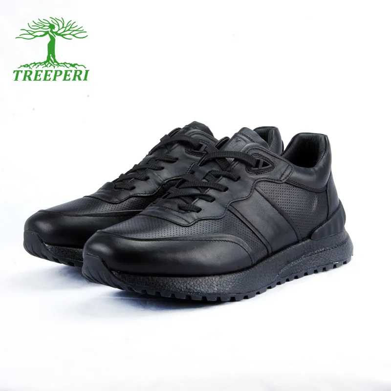 Treeperi Treeperi de piel de cuero Tree In Heart Men Diseñador zapatos de diseño Triple Black Classic Soft Sole Transportable En