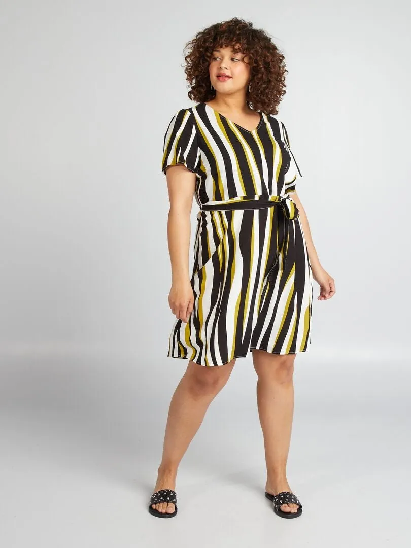 Vestido corto estampado 'Vero Moda Curve' - NEGRO