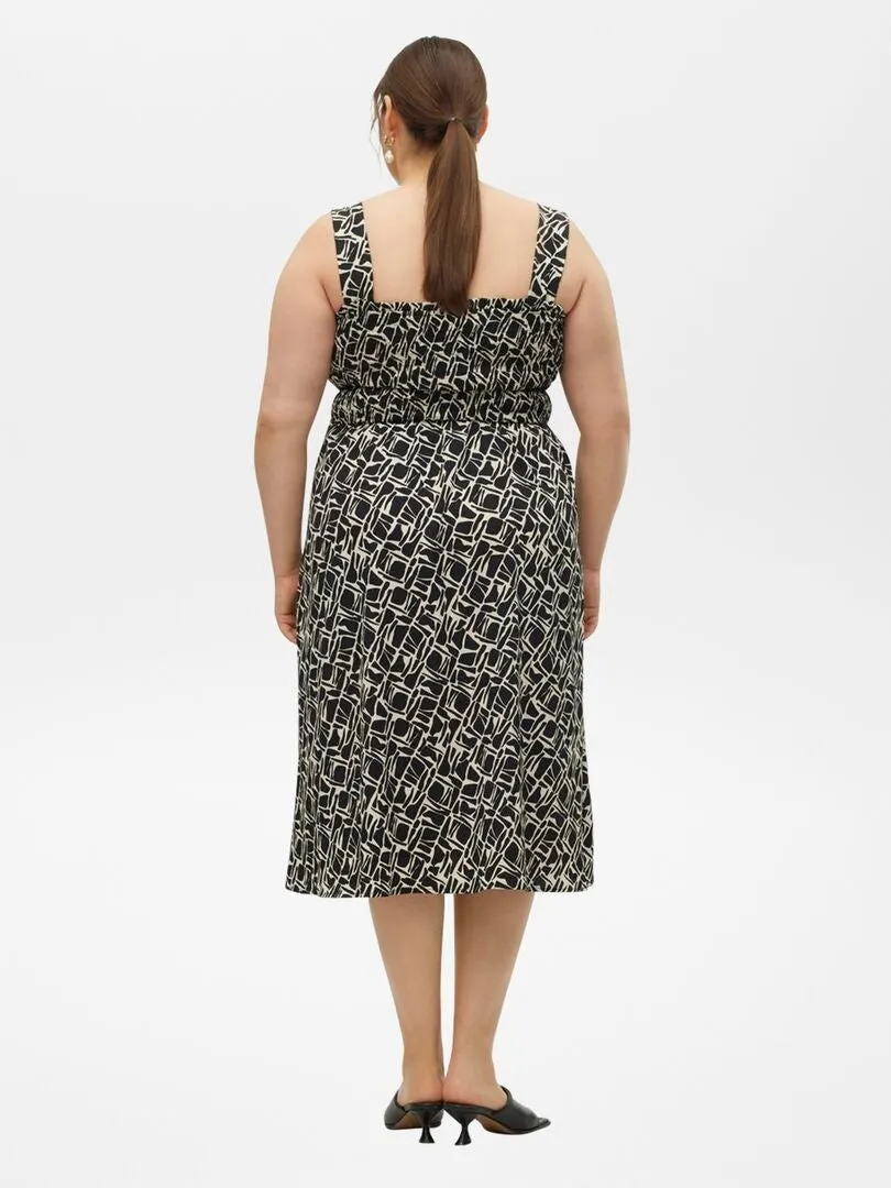 Vestido largo estampado 'Vero Moda Curve' - NEGRO