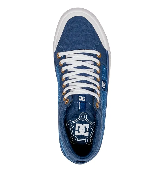 Zapatillas altas DC Shoes muy cómodas para mujer EVAN HI TX SE Blue/Brown (xbcw) Ref. ADJS300164 Azul con topitos minis