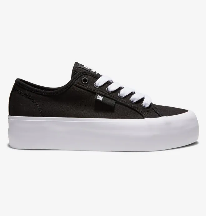 Zapatillas plataforma DC Shoes para mujer de lona MANUAL PLATFORM  BLACK/WHITE (bkw) Ref. ADJS300280 negras/suela blanca