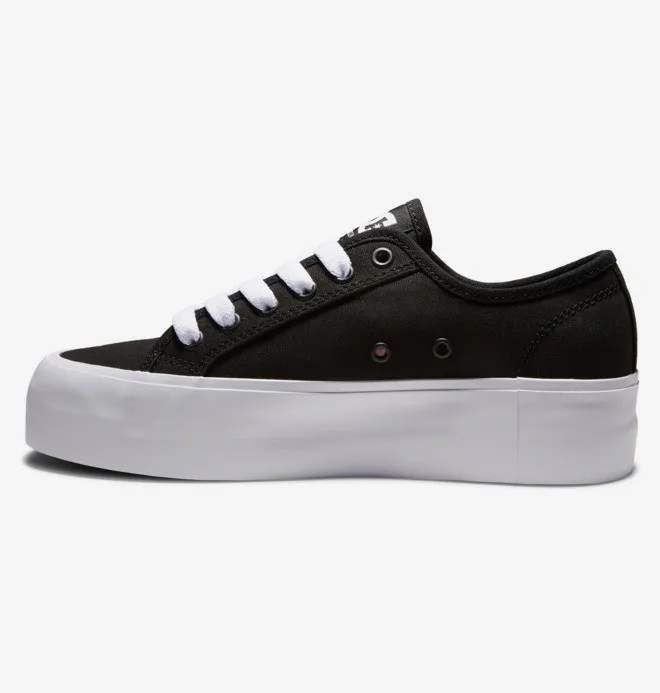 Zapatillas plataforma DC Shoes para mujer de lona MANUAL PLATFORM  BLACK/WHITE (bkw) Ref. ADJS300280 negras/suela blanca