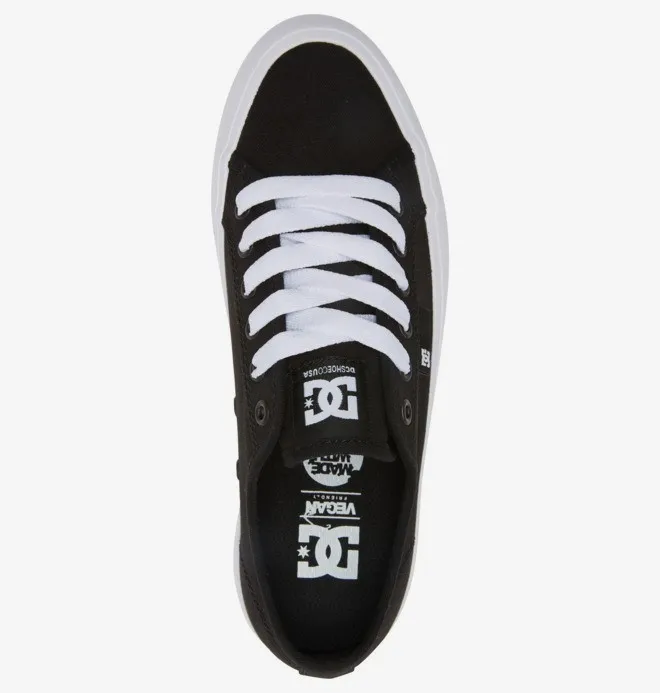 Zapatillas plataforma DC Shoes para mujer de lona MANUAL PLATFORM  BLACK/WHITE (bkw) Ref. ADJS300280 negras/suela blanca