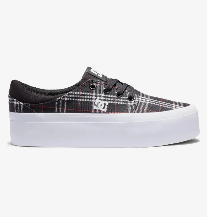 Zapatillas plataforma DC Shoes para mujer de lona TRASE PLATFORM BLACK/PLAID (bpd) Ref. ADJS300269 Negra cuadros