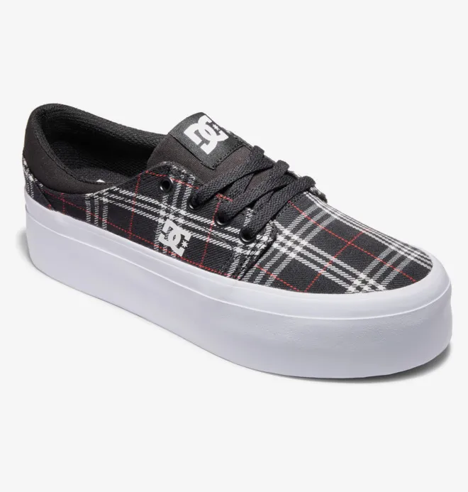 Zapatillas plataforma DC Shoes para mujer de lona TRASE PLATFORM BLACK/PLAID (bpd) Ref. ADJS300269 Negra cuadros