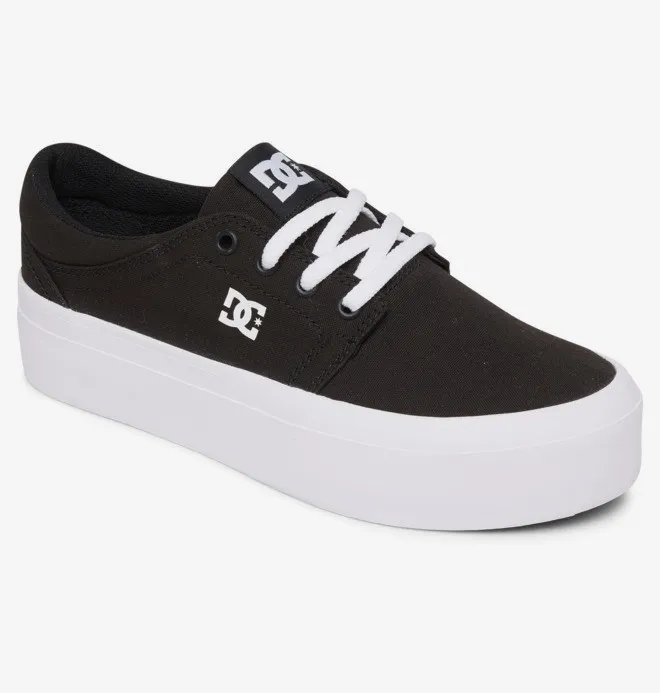 Zapatillas plataforma DC Shoes para mujer de lona TRASE PLATFORM Black/White Ref. ADJS300269 Negra y blanca