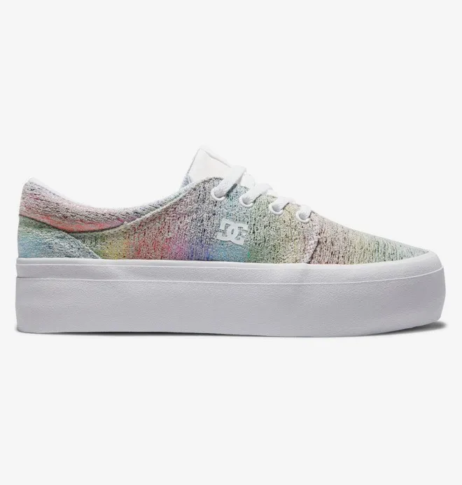 Zapatillas plataforma DC Shoes para mujer de lona TRASE PLATFORM WHITE/RAINBOW (trw) Ref. ADJS300269 ARCOÍRIS New