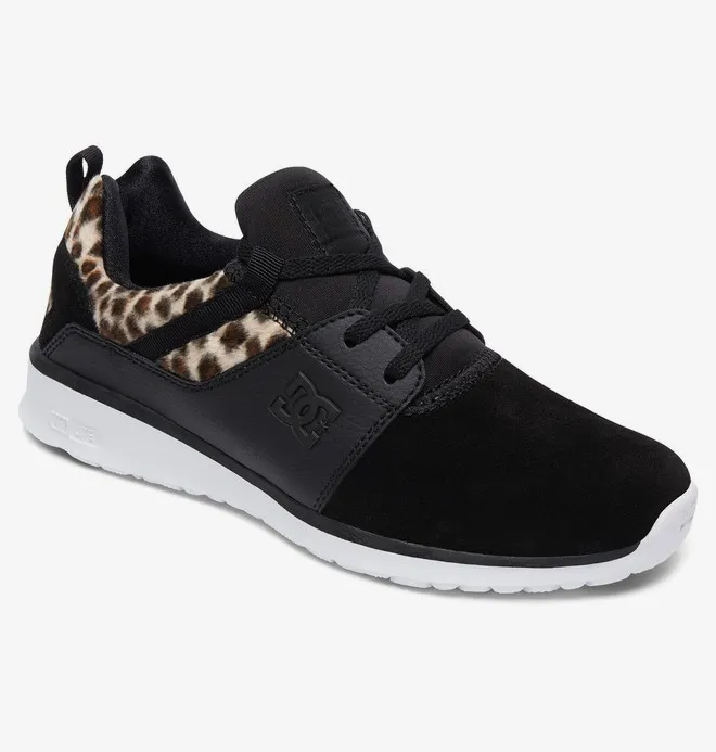 Zapatillas textiles DC Shoes muy cómodas para mujer HEATHROW SE ANIMAL (ANL) Ref. ADJS700022 negra con detalles leopardo