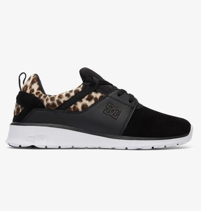 Zapatillas textiles DC Shoes muy cómodas para mujer HEATHROW SE ANIMAL (ANL) Ref. ADJS700022 negra con detalles leopardo