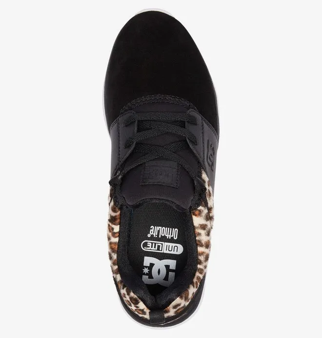 Zapatillas textiles DC Shoes muy cómodas para mujer HEATHROW SE ANIMAL (ANL) Ref. ADJS700022 negra con detalles leopardo