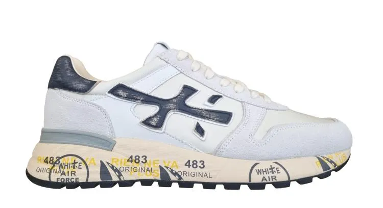 Zapatos de hombre PREMIATA vintage piel MICK_6873 blanco-azul