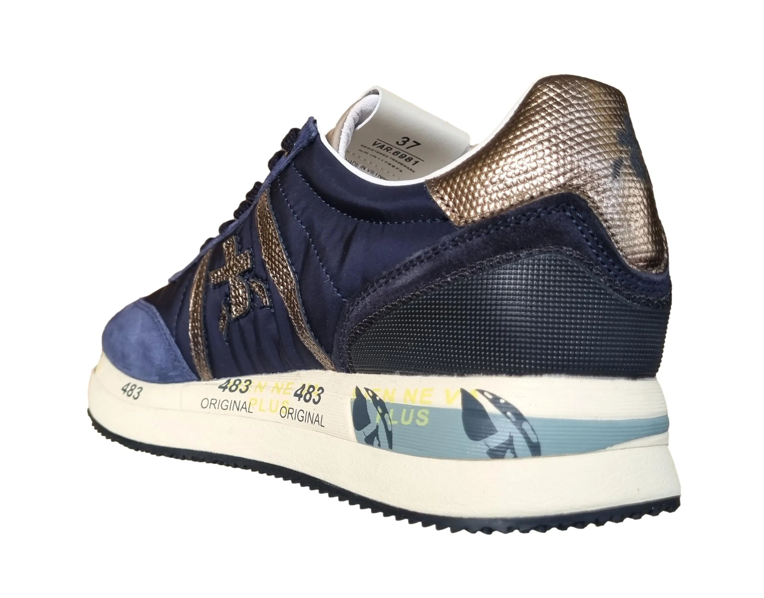 Zapatos deportivos de mujer PREMIATA en piel y nailon CONNY_6981 azul